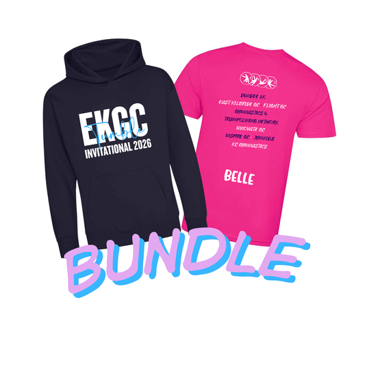 EKGC Tumble Invitational - Comp T-Shirt & Hoodie Bundle-  Front and Back Print  - Pink or Navy Options - Optional Name added