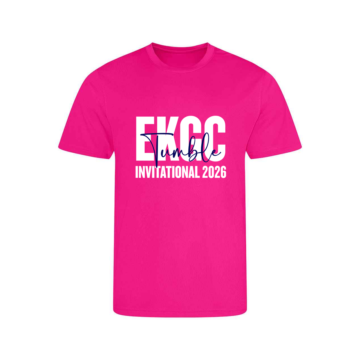 EKGC Tumble Invitational - Dryfit Comp Tee -  Front and Back Print  - Pink or Navy Options - Optional Name added