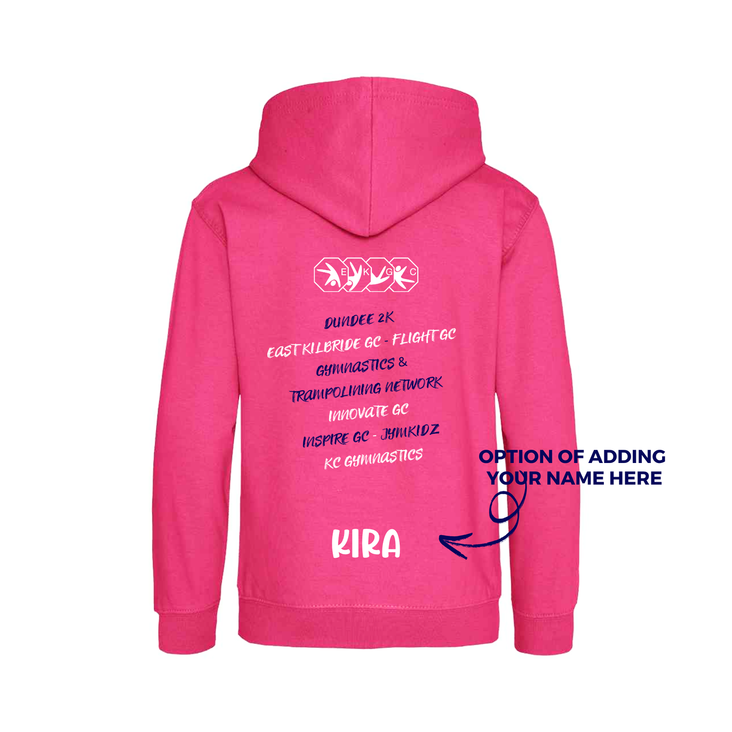 EKGC Tumble Invitational - Comp Hoodie -  Front and Back Print  - Pink or Navy Options - Optional Name added