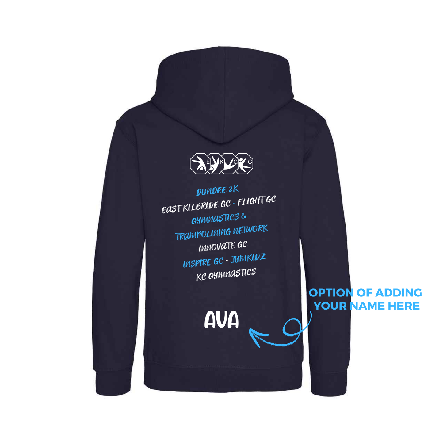 EKGC Tumble Invitational - Comp Hoodie -  Front and Back Print  - Pink or Navy Options - Optional Name added
