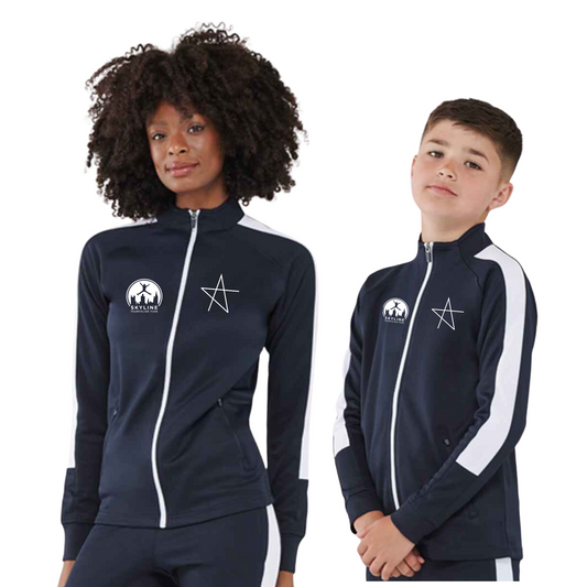Aspire Tracksuit Top and Bottoms - Full Zip - Navy/White