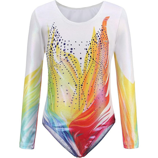 Long Sleeve multi colour flame effect Leotard