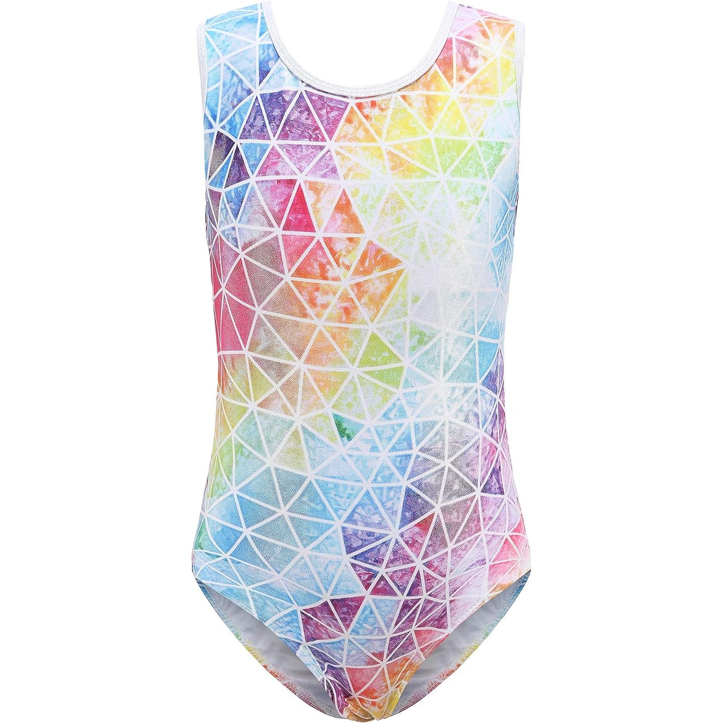 Short Sleeve multi colour mosaic Leotard