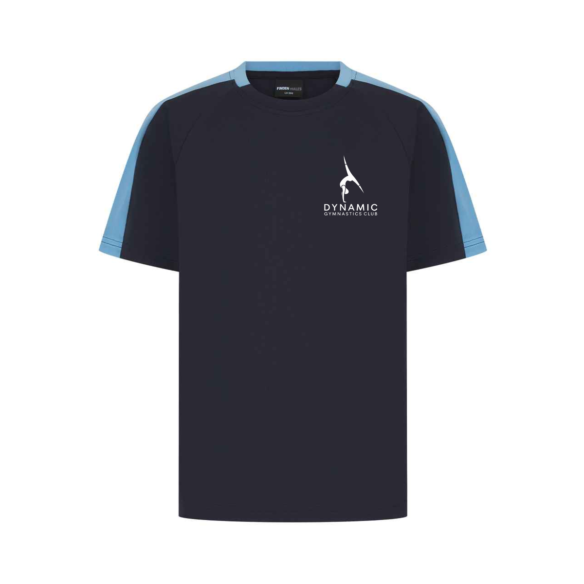 Dynamic Gymnastics Club contrast t-shirt, front, logo with club name