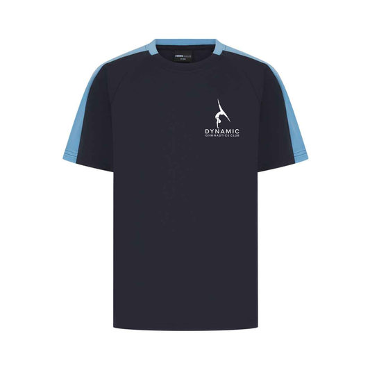 Dynamic Gymnastics Club contrast t-shirt, front, logo with club name