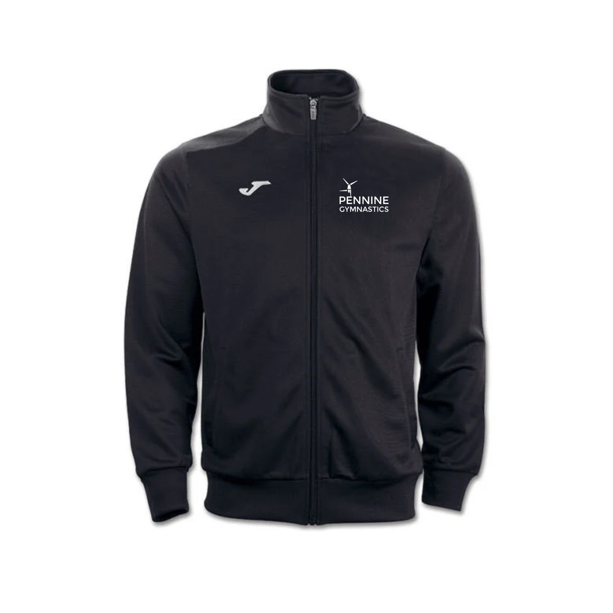 Pennine Gymnastics black Joma full zip tracksuit top, front
